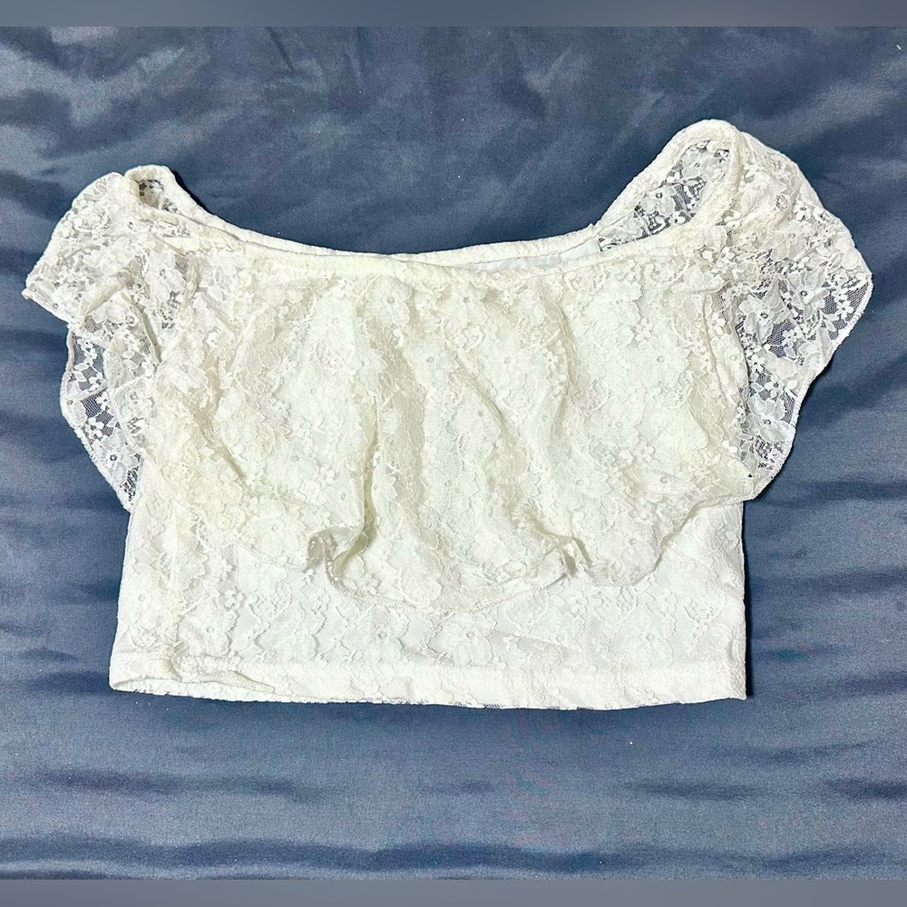 Lace Off-Shoulder Crop Top
